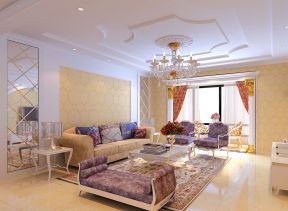 別墅客廳沙發(fā)背景墻 歐式室內(nèi)設(shè)計(jì)