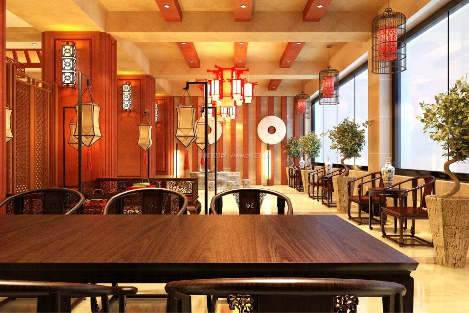 现代中式餐厅图片