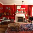 欧式客厅红色墙面装修样板房效果图片