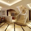 欧式客厅木楼梯装修样板房效果图片