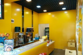奶茶店装修图片 黄色墙面装修效果图片