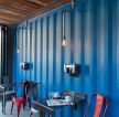 咖啡厅深蓝色墙壁装修图片