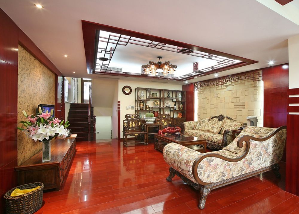 家装中式客厅博古架设计图片