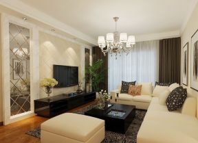 现代简约欧式风格 家庭客厅窗帘效果图