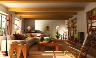 家装中式客厅木龙骨吊顶效果图