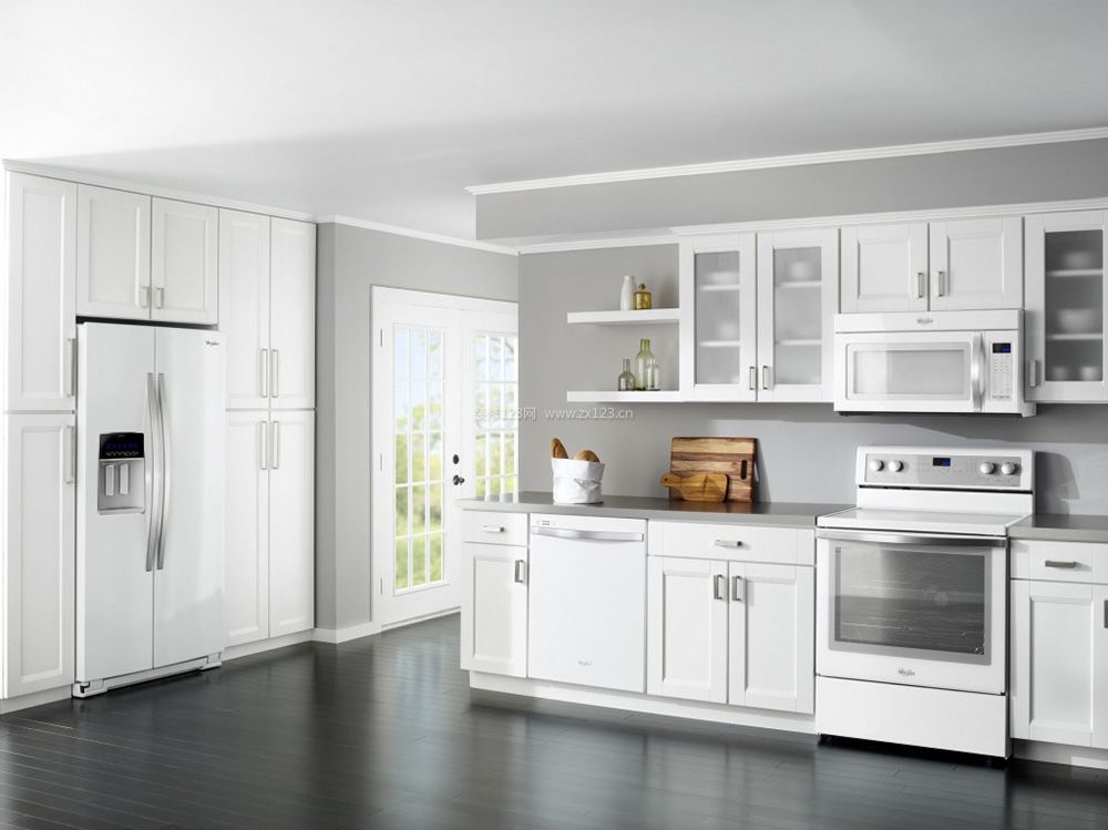 2023简约风格厨房白色橱柜装修效果图片