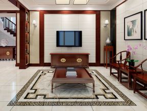 中式家居客厅 拼花地砖装修效果图片