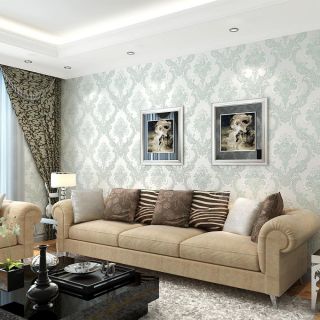 欧式客厅沙发背景墙壁纸效果图片