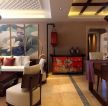 中式风格客厅沙发背景墙装饰画效果图