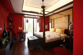 家装卧室设计图 红色墙面装修效果图片