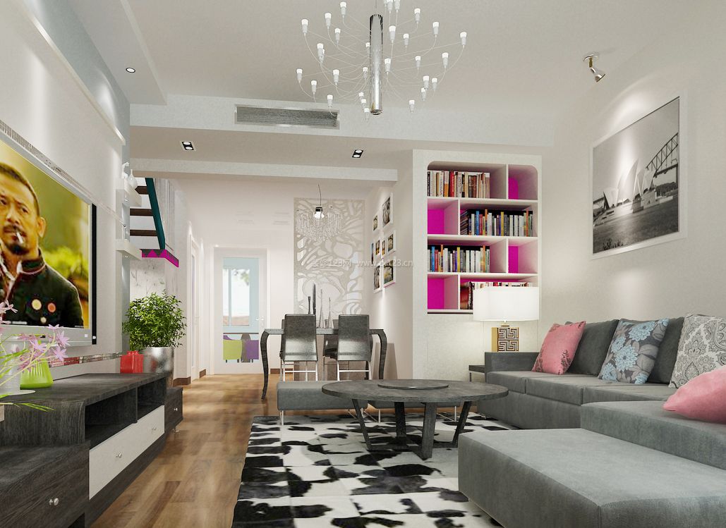 现代风格装修简约客厅布艺沙发效果图片