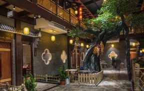 餐館設(shè)計(jì)效果圖 墻磚背景墻