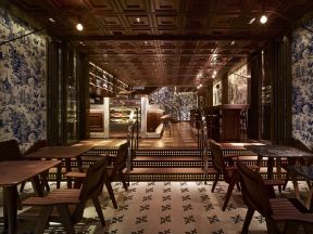 现代中式餐厅效果图 吊顶设计装修效果图片