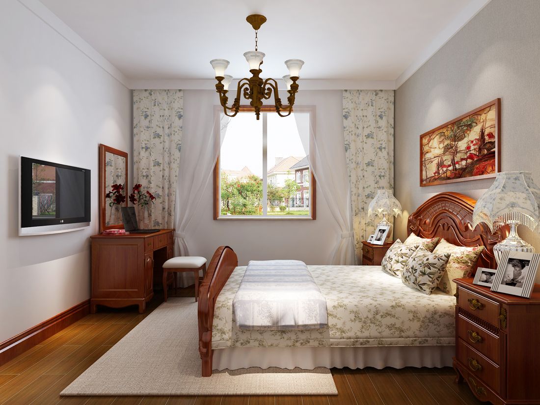 美式家装卧室家具摆放效果图片
