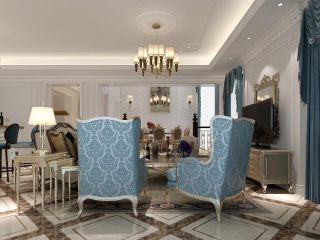 法式风格别墅客厅白色墙面装修效果图片大全