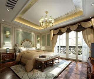 法式风格别墅卧室窗帘装修效果图
