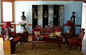 中式客厅装修效果图 移动折叠屏风