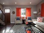 复式楼小客厅橙色窗帘装修效果图片大全