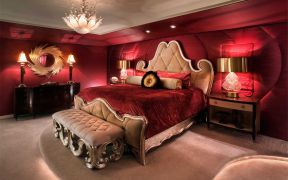 欧式卧室设计效果图 红色墙面装修效果图片