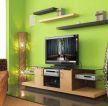 现代家装风格客厅绿色电视背景墙面装修效果图片