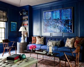 蓝色墙面装修效果图片 家居客厅装修效果图