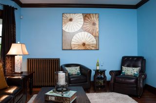 家居小客厅青色墙面装修效果图片
