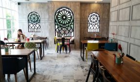 欧式咖啡厅室内大理石地板砖装修效果图