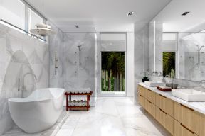卫浴店铺展厅白色大理石地砖装修效果图片