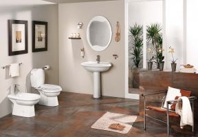 卫浴展厅效果图片  褐色地砖装修效果图片