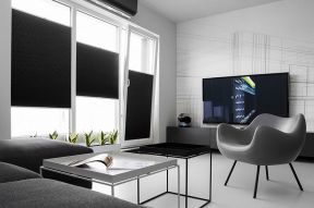 黑白现代简约客厅 小户型客厅装修设计图片