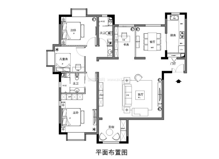 70平米两室一厅装修效果图