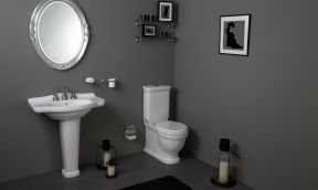 现代卫浴展厅效果图片  灰色墙面装修效果图片