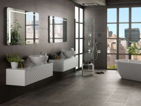 现代卫浴展厅灰色地砖装修图片效果