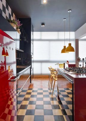 家庭装修混搭风格厨房地砖颜色效果图片