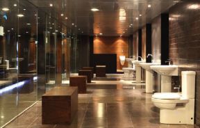 现代卫浴展厅效果图片 褐色地砖装修效果图片