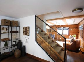 木屋别墅图片 玻璃楼梯扶手图片