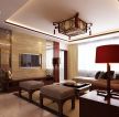 中式风格室内客厅镜面雕花背景墙装修设计效果图片