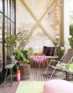 阳台装饰 美式实木沙发