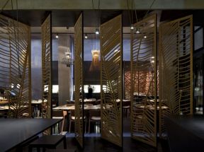中式风格餐厅室内移动屏风装修设计效果图