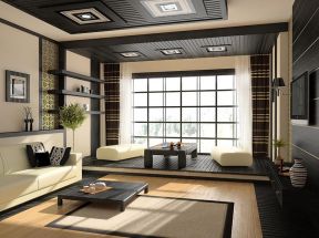 中式风格室内设计 客厅阳台榻榻米