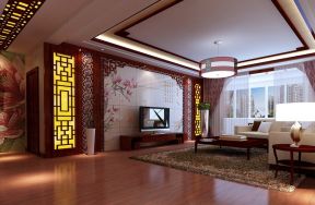 中式风格室内设计 客厅石材电视背景墙效果图