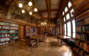 室内混搭设计风格大型图书馆效果图