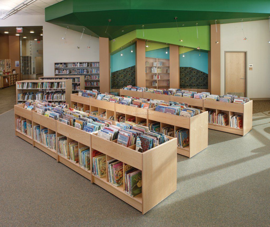 图书馆书柜装饰设计装修效果图