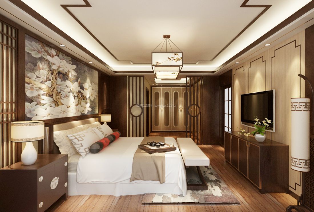 中式风格别墅卧室装修实景效果图