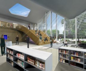 现代图书馆书架设计案例装修