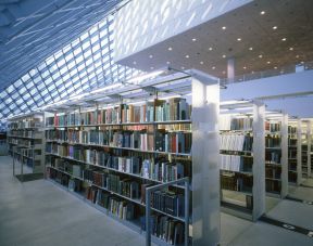 现代图书馆装修案例 图书馆书架效果图