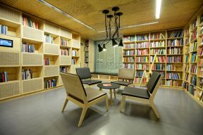 现代图书馆装修书柜设计效果图案例 