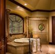 欧式古典风格卫生间砖砌浴缸装修效果图片