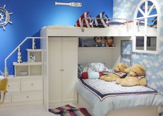 地中海家装风格儿童房床头背景墙装修效果图片