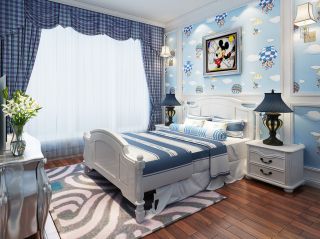 地中海风格儿童房床头背景墙装修效果图片